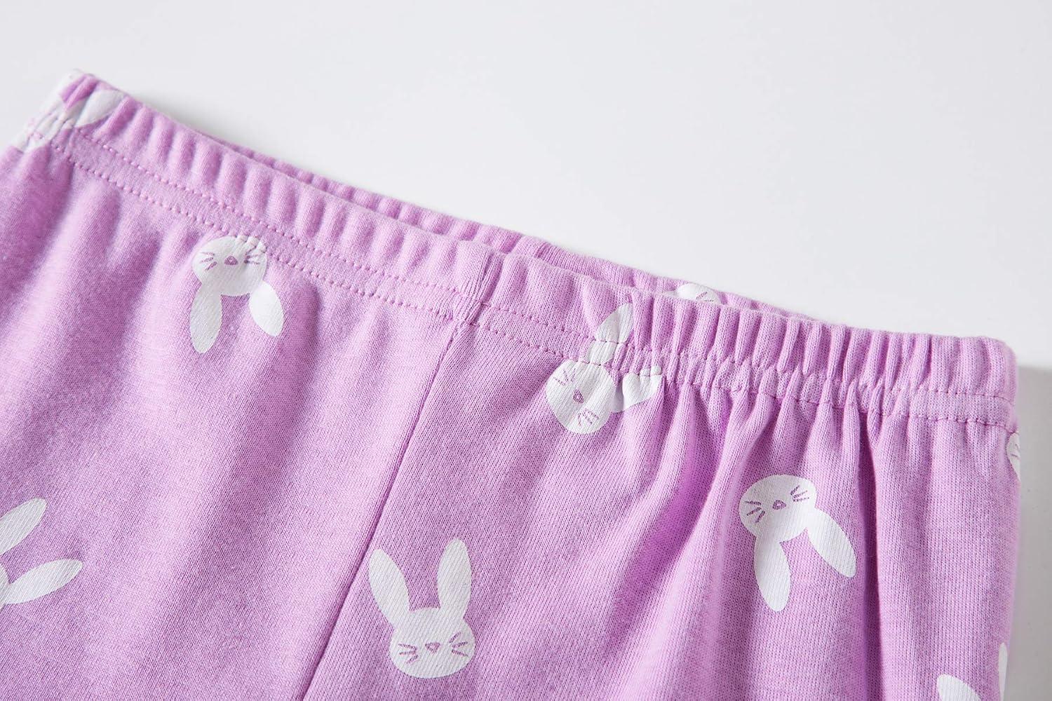 imageFamily Feeling Giraffe Little Girls Short Pajamas 100 Cotton ClothesRabbitWhiteF9