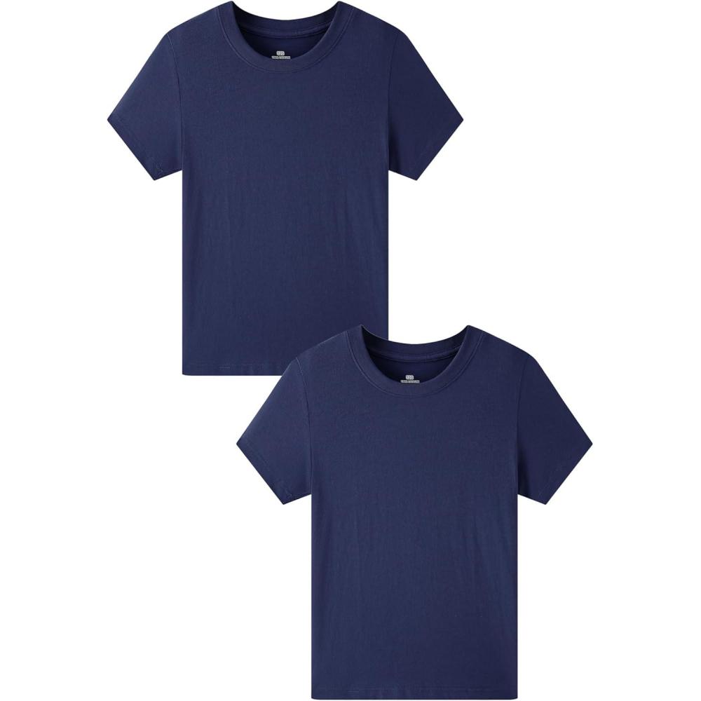 imageFamily Feeling Boys Short Sleeve Crewneck Kids TShirts Top Girls TeeNavy