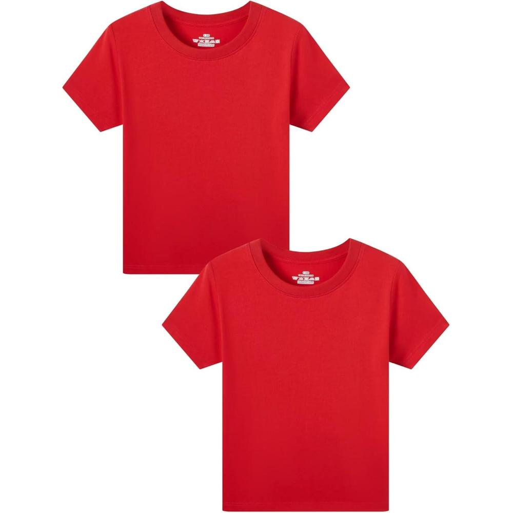 imageFamily Feeling Boys Short Sleeve Crewneck Kids TShirts Top Girls TeeRed