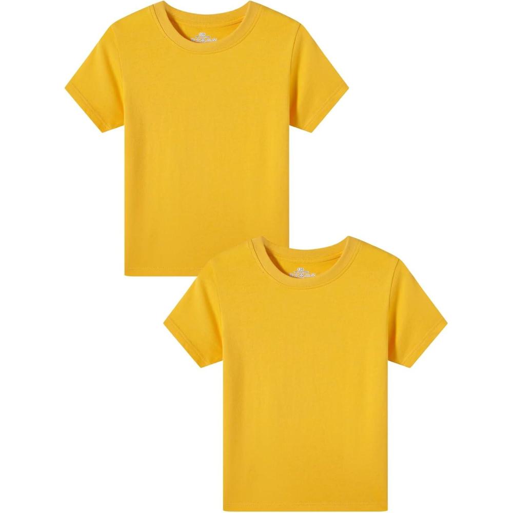 imageFamily Feeling Boys Short Sleeve Crewneck Kids TShirts Top Girls TeeYellow