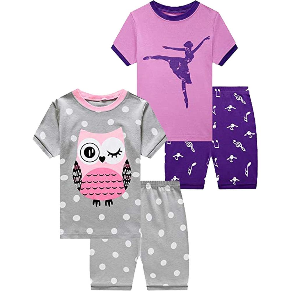 imageFamily Feeling Giraffe Little Girls Short Pajamas 100 Cotton Clothes4piecedanceowl