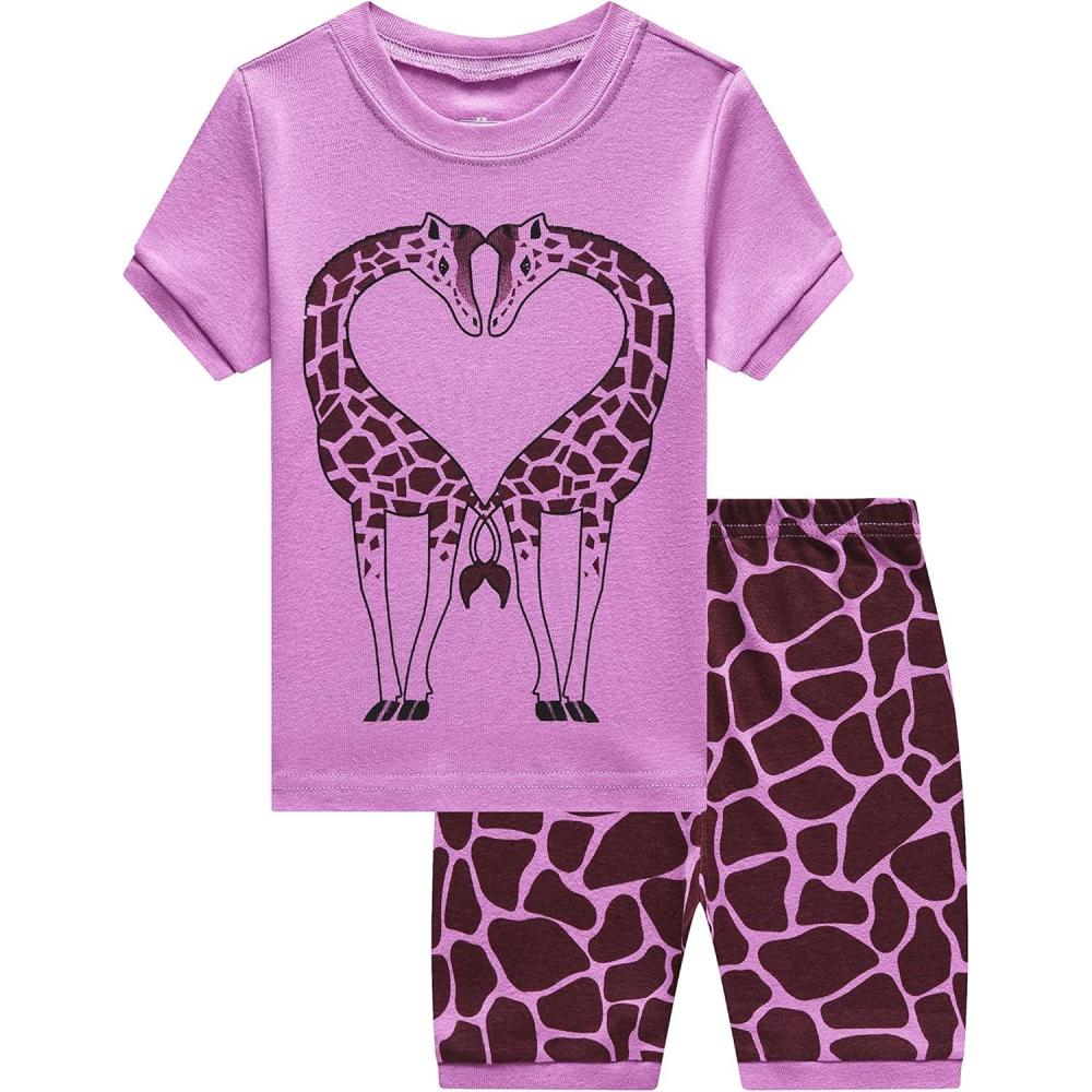 imageFamily Feeling Giraffe Little Girls Short Pajamas 100 Cotton ClothesGiraffe892