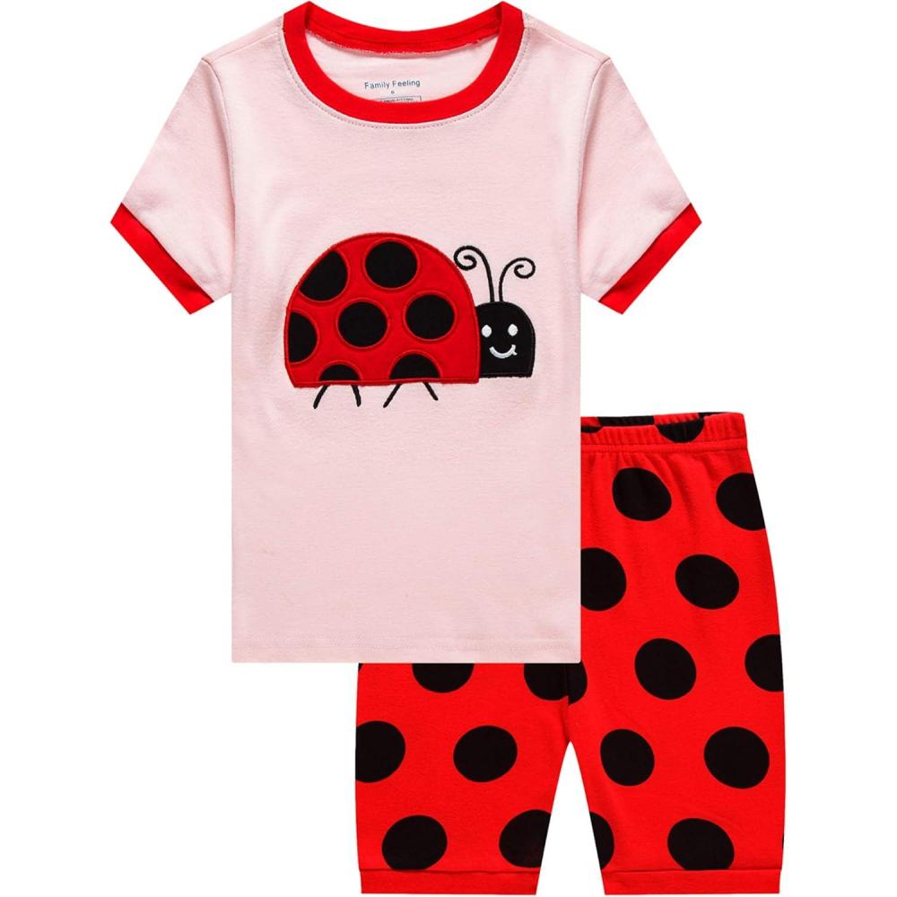 imageFamily Feeling Giraffe Little Girls Short Pajamas 100 Cotton ClothesLadybugF1