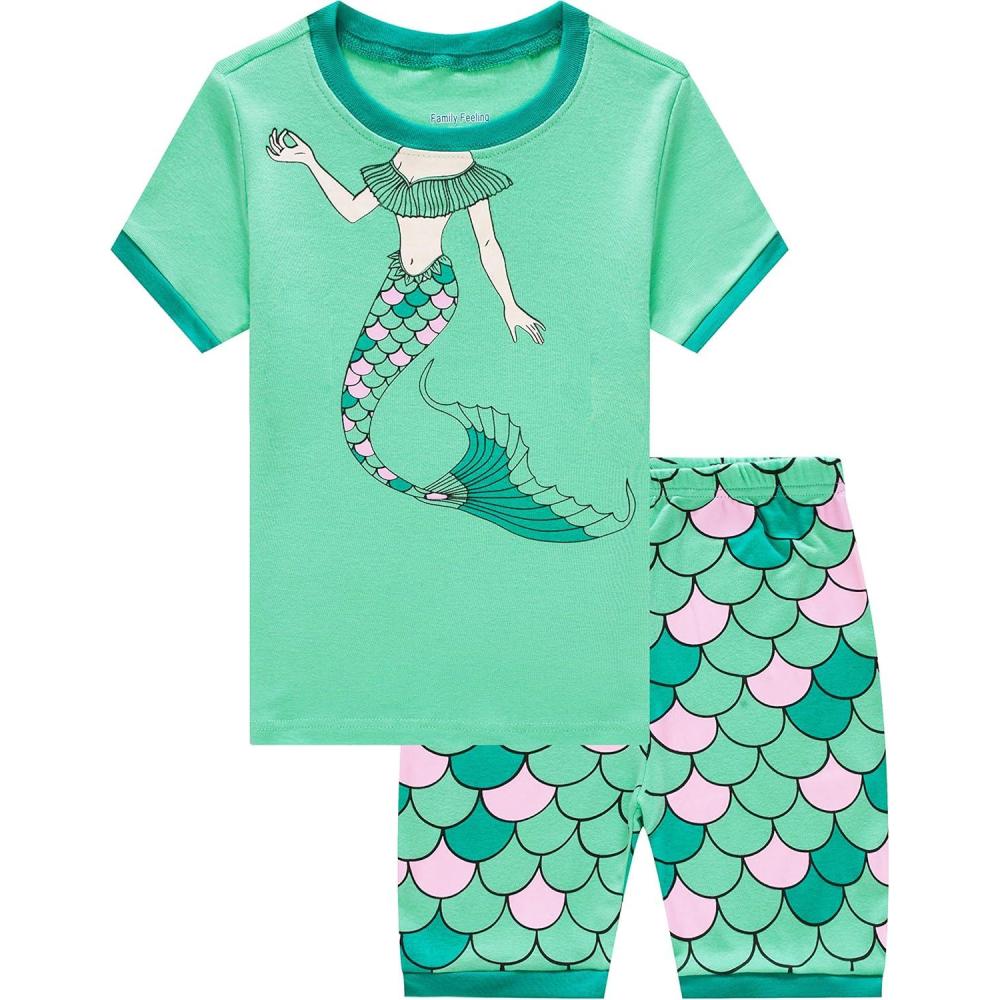 imageFamily Feeling Giraffe Little Girls Short Pajamas 100 Cotton ClothesMermaidF2