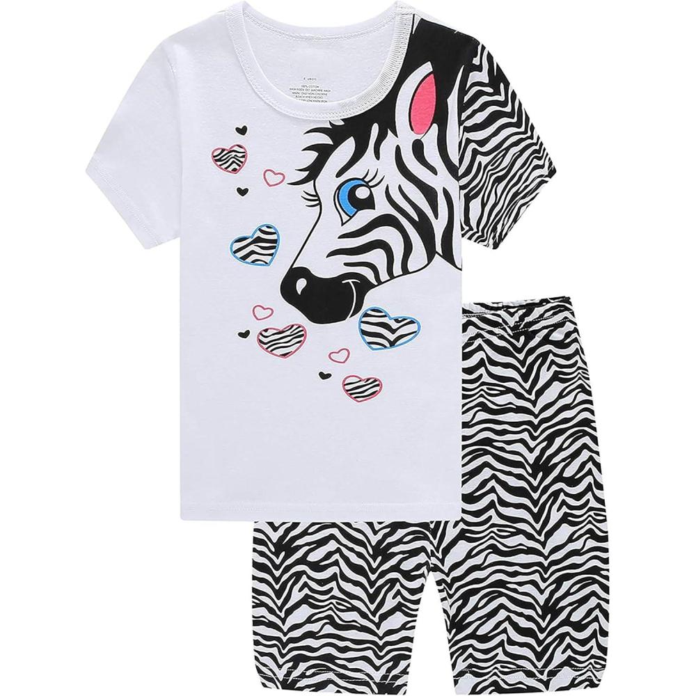 imageFamily Feeling Giraffe Little Girls Short Pajamas 100 Cotton ClothesZebraF3