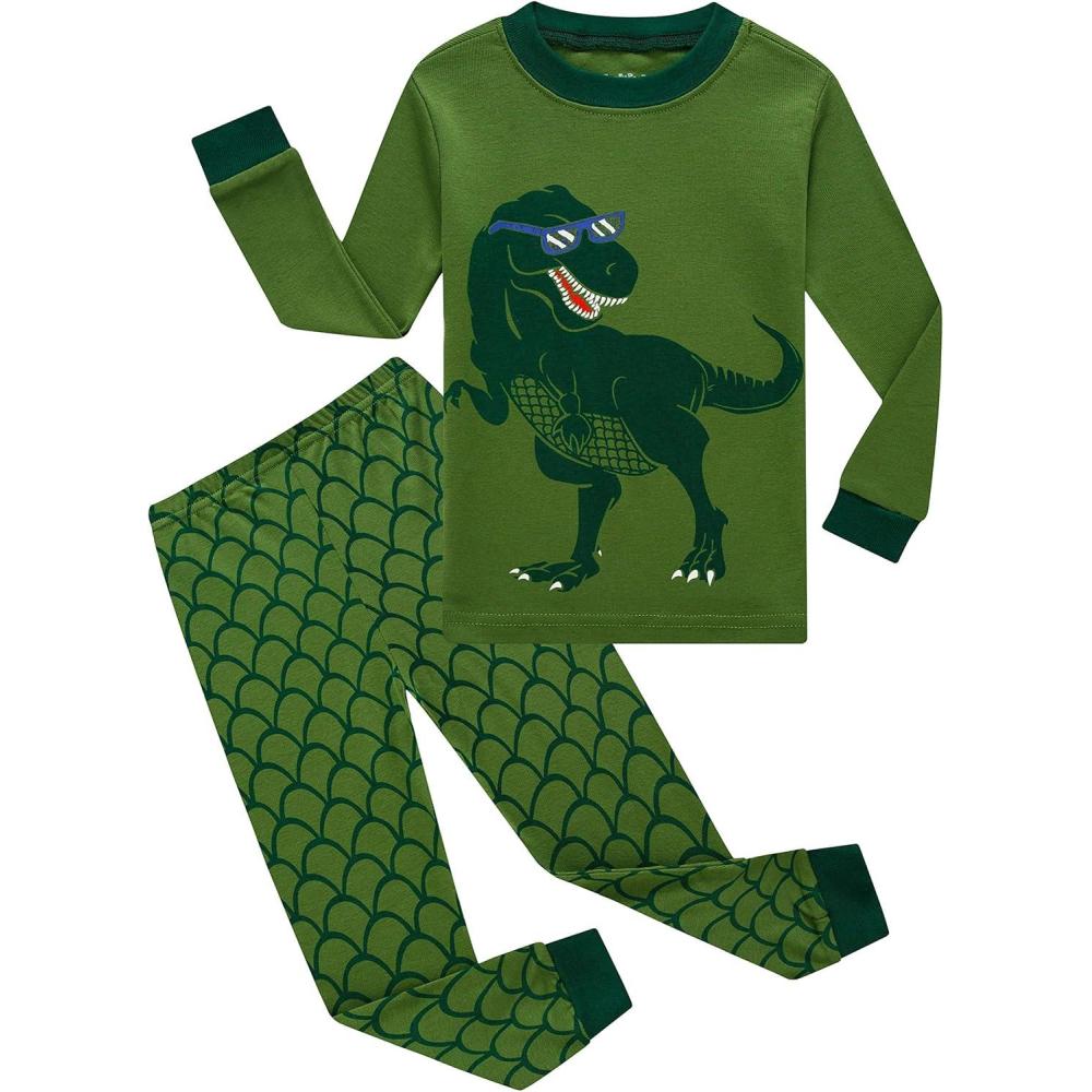 imageFamily Feeling Kids amp Toddler Boys Pajamas 2 Piece Pjs Set 100 Cotton SleepwearDinosaurF6068