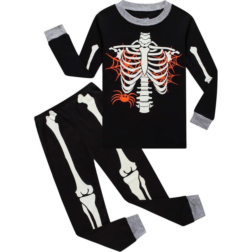 imageFamily Feeling Kids amp Toddler Boys Pajamas 2 Piece Pjs Set 100 Cotton SleepwearSkeletonGlowinthedarkF3