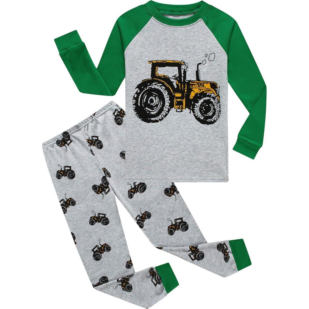 imageFamily Feeling Kids amp Toddler Boys Pajamas 2 Piece Pjs Set 100 Cotton SleepwearTractor209