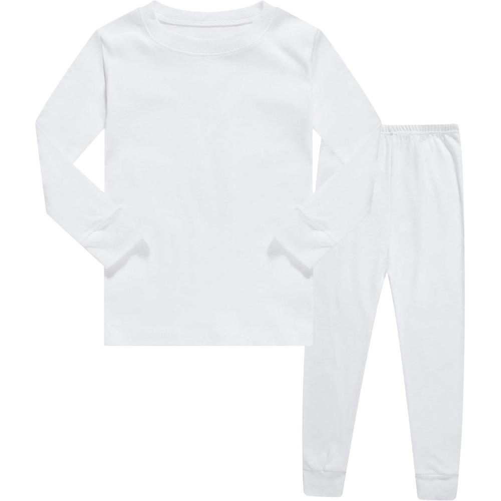 imageFamily Feeling Kids amp Toddler Boys Pajamas 2 Piece Pjs Set 100 Cotton SleepwearWhiteF1