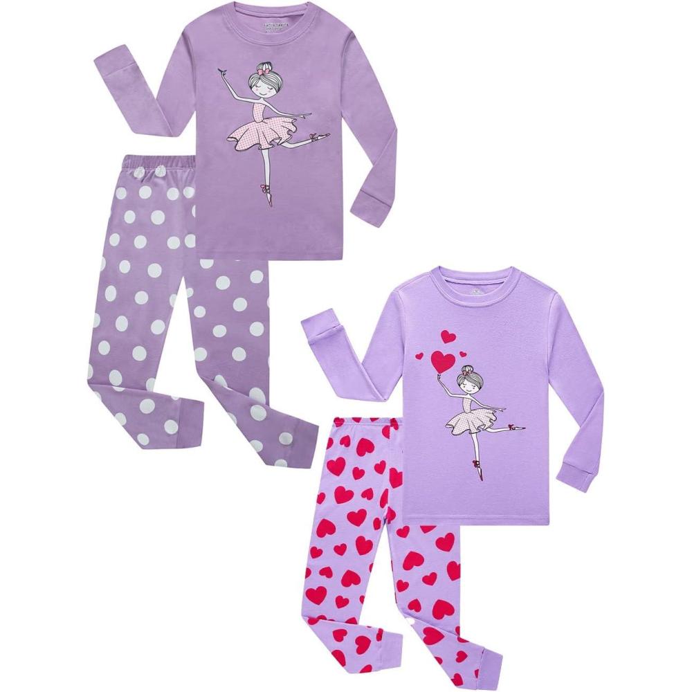 imageFamily Feeling Kids amp Toddler Girls Boys Pajamas 2 Piece Pjs Set 100 Cotton Sleepwear4piecepurple