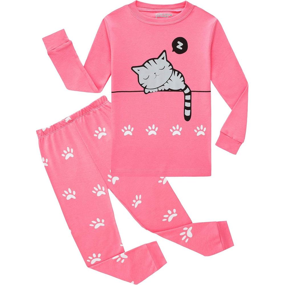 imageFamily Feeling Kids amp Toddler Girls Boys Pajamas 2 Piece Pjs Set 100 Cotton SleepwearCatF4