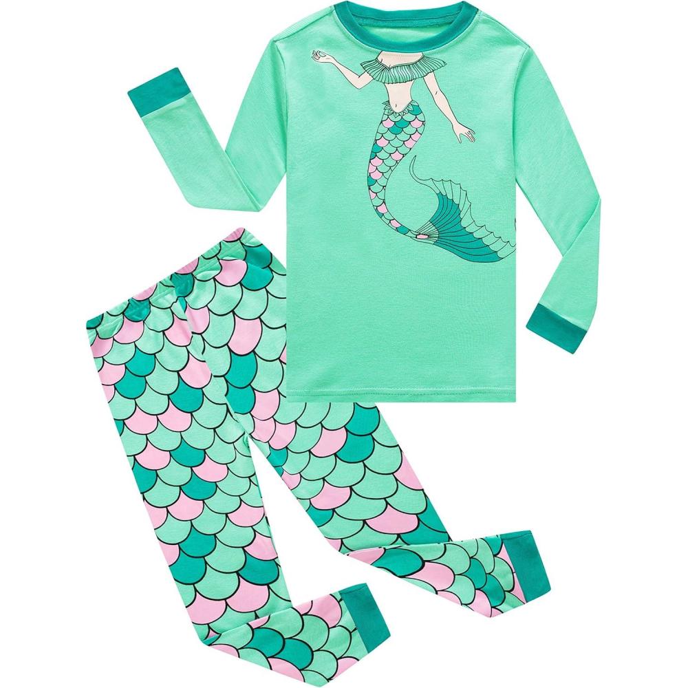 imageFamily Feeling Kids amp Toddler Girls Boys Pajamas 2 Piece Pjs Set 100 Cotton SleepwearMermaidF1