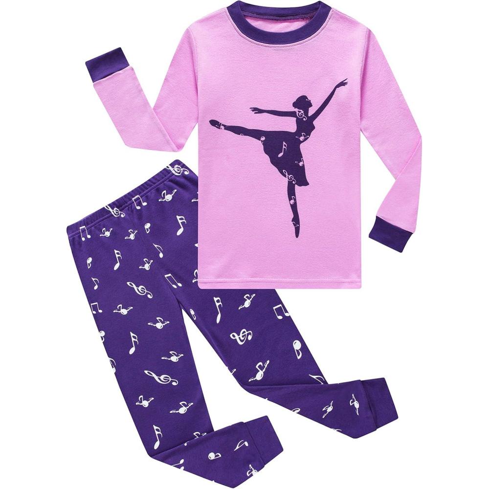 imageFamily Feeling Kids amp Toddler Girls Boys Pajamas 2 Piece Pjs Set 100 Cotton SleepwearPurpleA1
