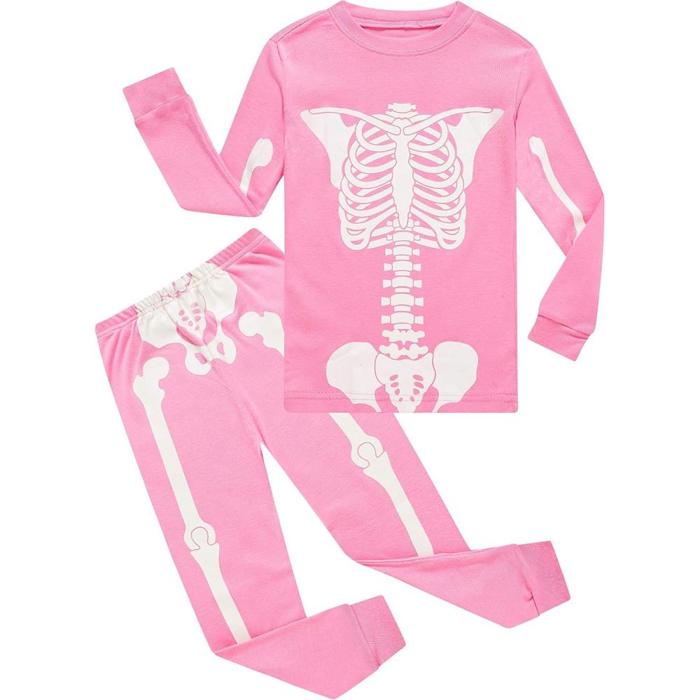 imageFamily Feeling Kids amp Toddler Girls Boys Pajamas 2 Piece Pjs Set 100 Cotton SleepwearSkeletonGlowinthedark6964