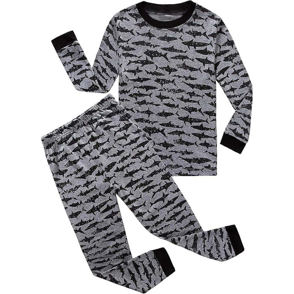 imageFamily Feeling Little Big Boy Pajamas Sets 100 Cotton Pjs Kids JammiesSharkShark