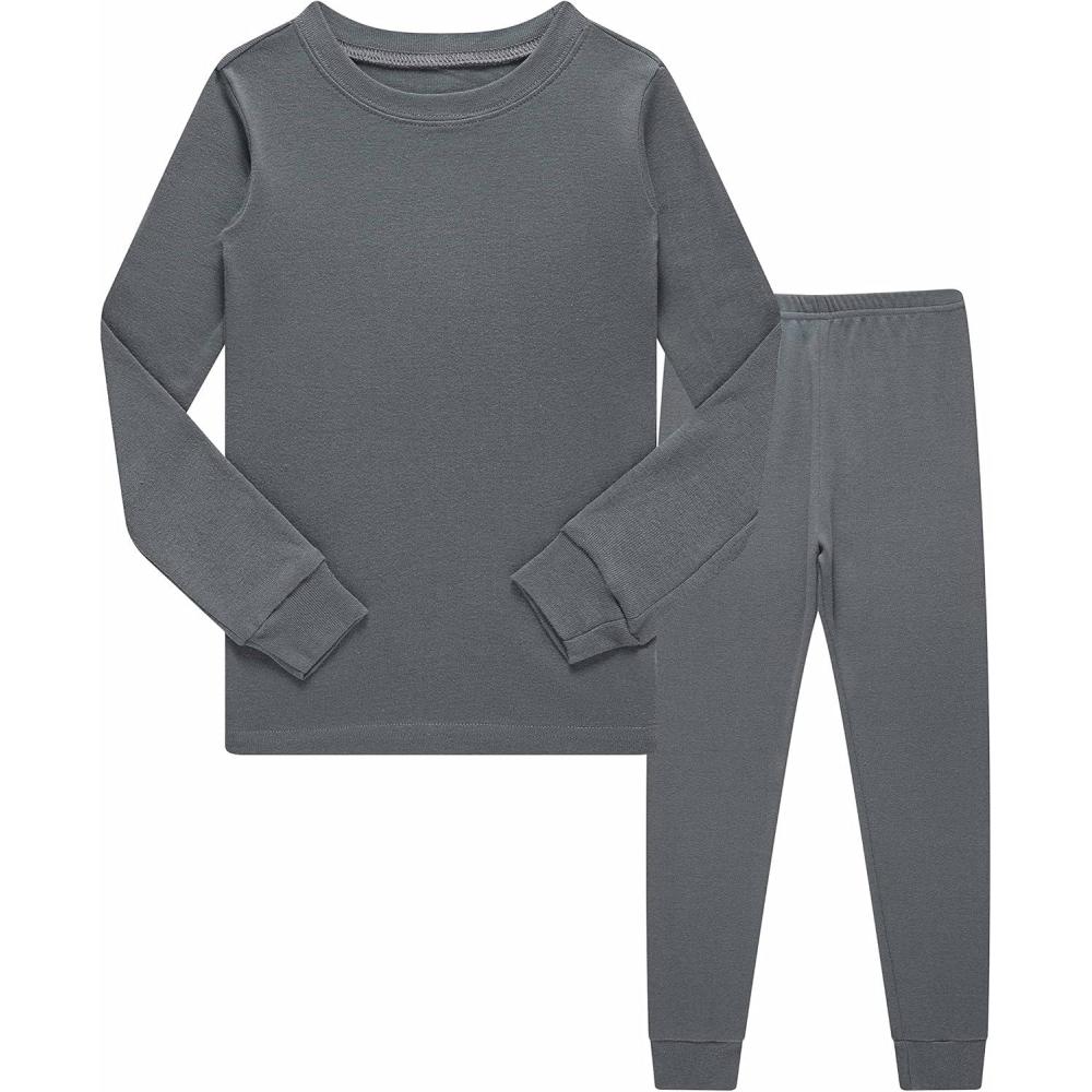 imageFamily Feeling Little Big Boy Pajamas Sets 100 Cotton Pjs Kids JammiesSolidgrey2022