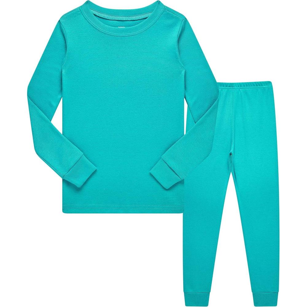 imageFamily Feeling Little Big Boy Pajamas Sets 100 Cotton Pjs Kids JammiesSolidpeacockblue2022