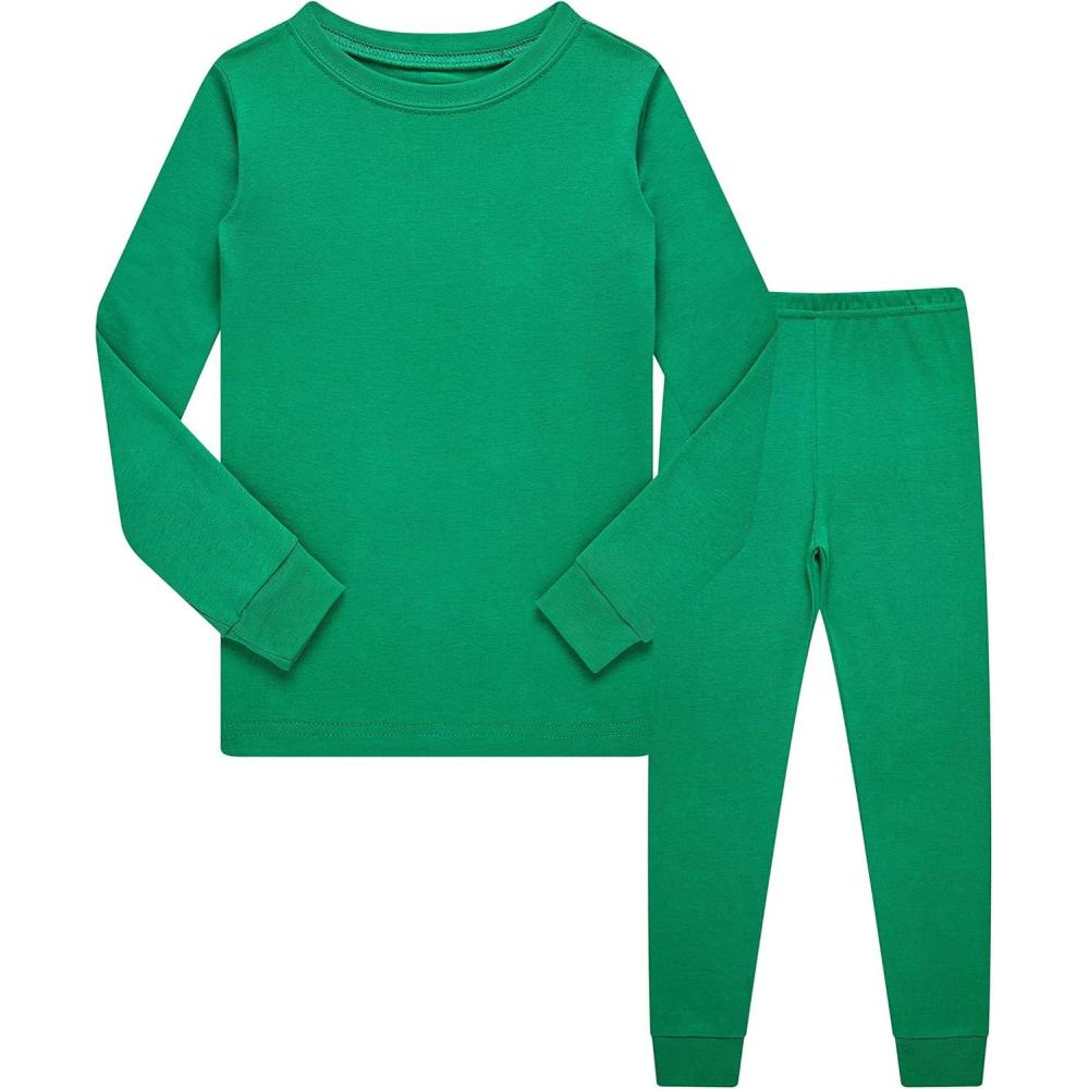 imageFamily Feeling Little Big Boy Pajamas Sets 100 Cotton Pjs Kids JammiesSolidsdgreen2022