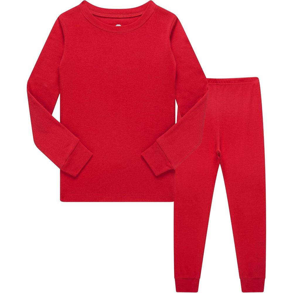 imageFamily Feeling Little Big Boy Pajamas Sets 100 Cotton Pjs Kids JammiesSolidsdred2022