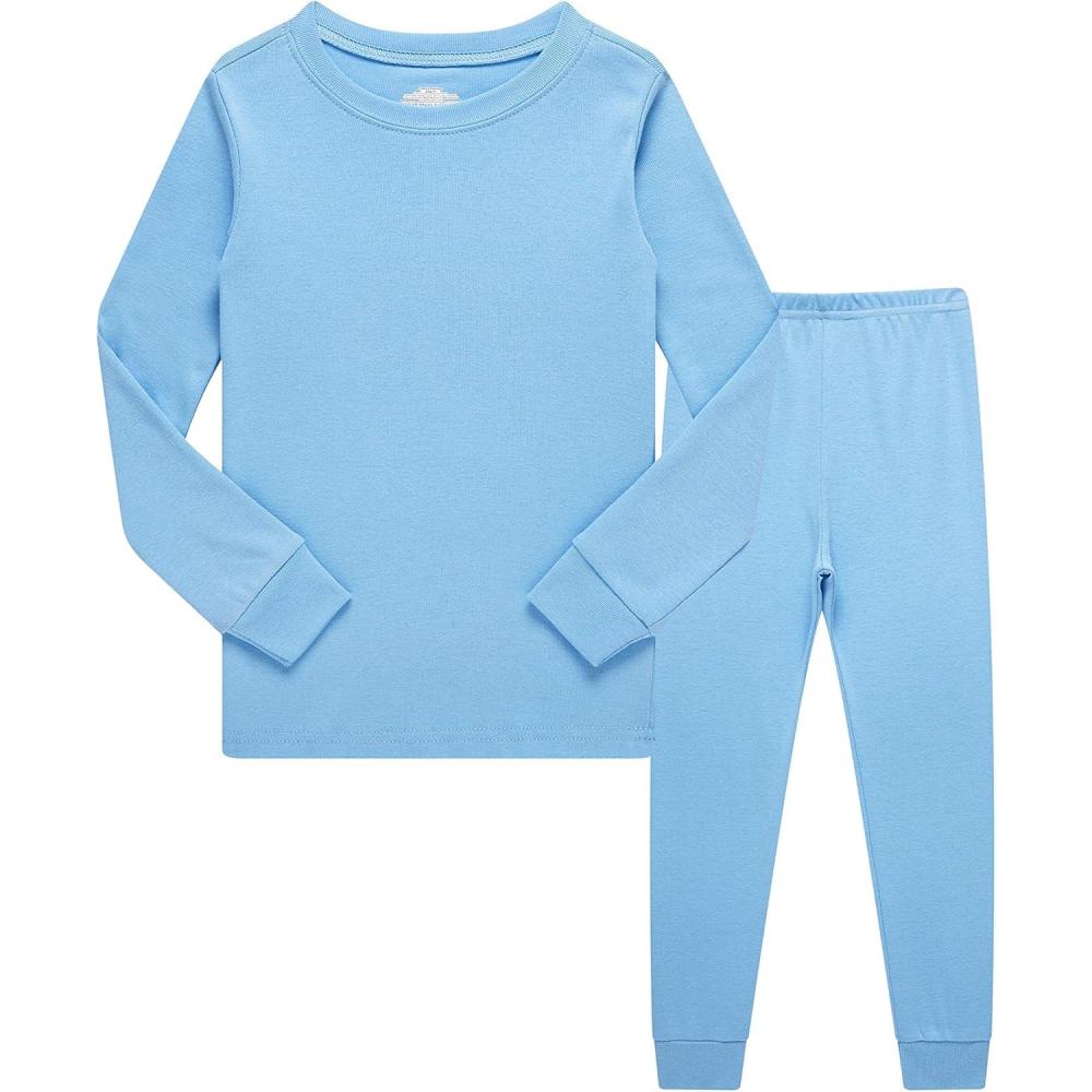 imageFamily Feeling Little Big Boy Pajamas Sets 100 Cotton Pjs Kids JammiesSolidskyblue2022