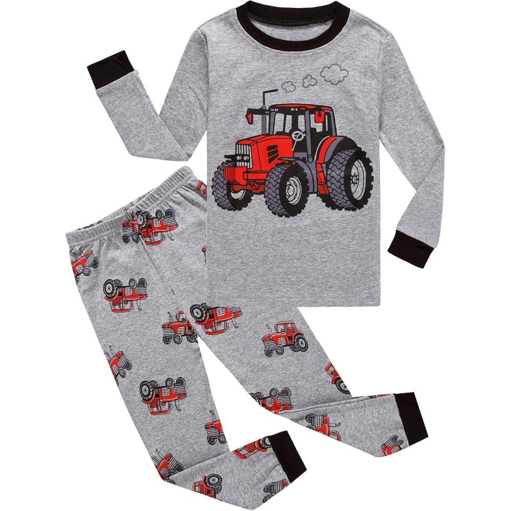 imageFamily Feeling Little Big Boy Pajamas Sets 100 Cotton Pjs Kids JammiesTractor