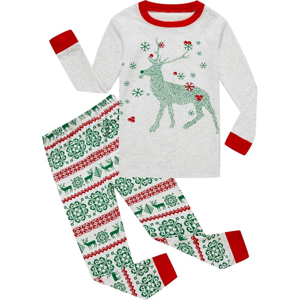 imageFamily Feeling Little Boys Pajamas Sets 100 Cotton Long sleeve PjsChristmasGreyReindeer