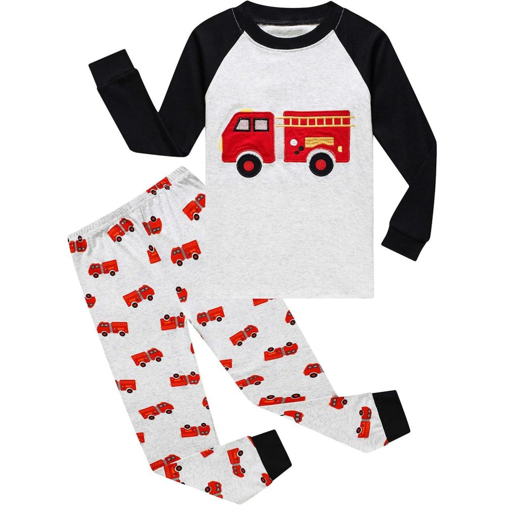 imageFamily Feeling Little Boys Pajamas Sets 100 Cotton Long sleeve PjsFire TruckF4