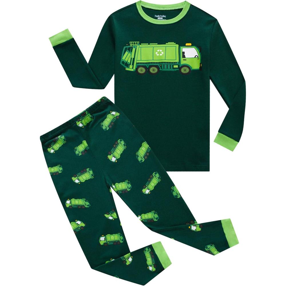 imageFamily Feeling Little Boys Pajamas Sets 100 Cotton Long sleeve PjsGarbage TruckF3