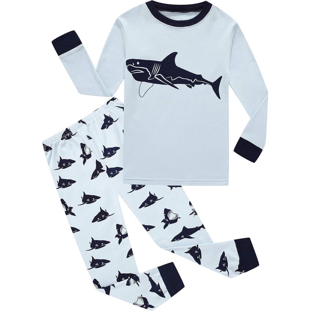 imageFamily Feeling Little Boys Pajamas Sets 100 Cotton Long sleeve PjsShark9