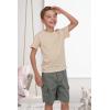 Family Feeling Boys Short Sleeve Crewneck Kids T-Shirts Top Girls Tee(Beige)