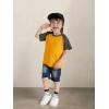 Family Feeling Boys Short Sleeve Crewneck Kids T-Shirts Top Girls Tee(White/Yellow)