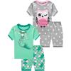 Family Feeling Giraffe Little Girls’ Short Pajamas 100% Cotton Clothes(4-piece-owlmermaid2-7)