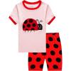 Family Feeling Giraffe Little Girls’ Short Pajamas 100% Cotton Clothes(Ladybug/F1)