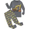Family Feeling Kids & Toddler Boys Pajamas 2 Piece Pjs Set 100% Cotton Sleepwear(Grey/Excavator1)