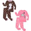 Family Feeling Kids & Toddler Girls Boys Pajamas 2 Piece Pjs Set 100% Cotton Sleepwear(4-piece-cat-brown-pink)