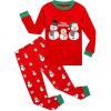 Family Feeling Kids & Toddler Girls Boys Pajamas 2 Piece Pjs Set 100% Cotton Sleepwear(Christmas/Snowman/Red)