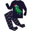 Family Feeling Little Big Boy Pajamas Sets 100% Cotton Pjs Kids Jammies(Christmas/Blue/Dinosaur6042)