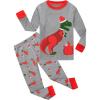 Family Feeling Little Boys Pajamas Sets 100% Cotton Long sleeve Pjs(Christmas/Dinosaur/Grey)