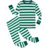 Family Feeling Little Boys Pajamas Sets 100% Cotton Long sleeve Pjs(Christmas-striped-green)