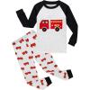 Family Feeling Little Boys Pajamas Sets 100% Cotton Long sleeve Pjs(Fire Truck/F4)