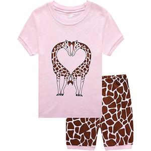 Family Feeling Boys Girls Pajamas Toddler Pjs 100% Cotton Kids Sleepwears(Giraffe/F3)