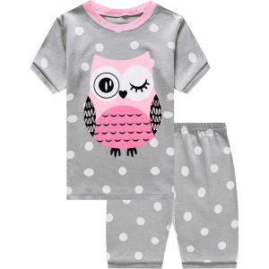 Family Feeling Boys Girls Pajamas Toddler Pjs 100% Cotton Kids Sleepwears(Owl/22f1)