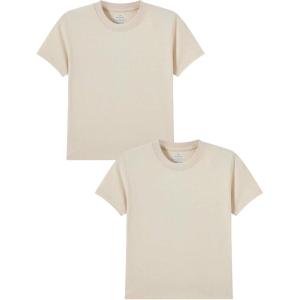 Family Feeling Boys Short Sleeve Crewneck Kids T-Shirts Top Girls Tee(Beige)