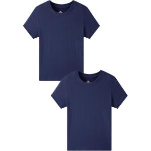 Family Feeling Boys Short Sleeve Crewneck Kids T-Shirts Top Girls Tee(Navy)