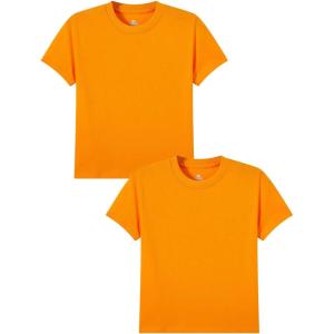 Family Feeling Boys Short Sleeve Crewneck Kids T-Shirts Top Girls Tee(Orange)