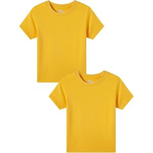 Family Feeling Boys Short Sleeve Crewneck Kids T-Shirts Top Girls Tee(Yellow)