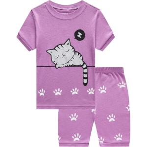 Family Feeling Giraffe Little Girls’ Short Pajamas 100% Cotton Clothes(Cat/723)