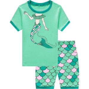 Family Feeling Giraffe Little Girls’ Short Pajamas 100% Cotton Clothes(Mermaid/F2)