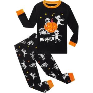 Family Feeling Kids & Toddler Boys Pajamas 2 Piece Pjs Set 100% Cotton Sleepwear(Cc-24-mummy-pumpkin)