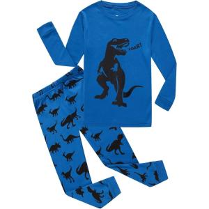 Family Feeling Kids & Toddler Boys Pajamas 2 Piece Pjs Set 100% Cotton Sleepwear(Dinosaur/Dinosaur)